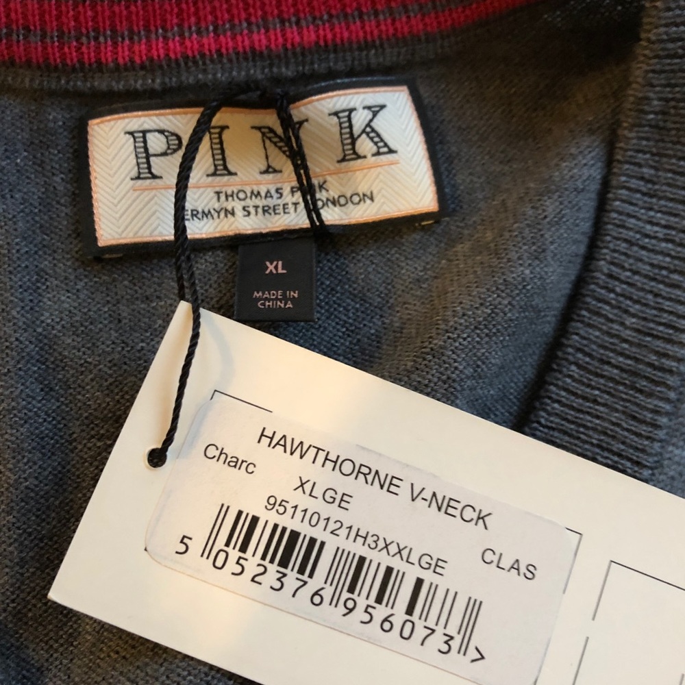 NEW Thomas pink wool sweater XL grey - Picture 6 of 7